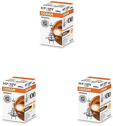 Osram ORIGINAL H7, Halogen-Scheinwerferlampe, 64210, 12V PKW, Faltschachtel (1 Stück) (Packung mit 3)