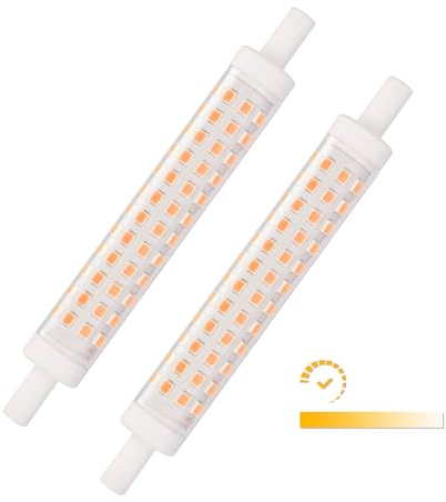 AIMEOKO R7S LED 118mm 10W Dimmbar Warmweiß 2700K 1200 Lumens 80 Watt Halogenstäbe Ersatz für Landschaft, Arbeit, Sicherheit, Bodenlampen, 2 Stück