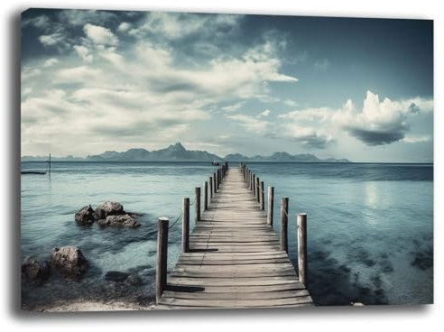 Cuadro moderno de pared de estilo puente, para la playa, ideal para la sala de estar de pared, XXL, grande, impresión sobre lienzo, decoración mural para dormitorio, cocina, hotel, B & B (6, 30 x 40