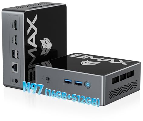 BMAX Mini PC Intel N97 (fino a 3,6 Ghz) 16GB RAM 512GB M.2 SSD Win 11 Pro B4Pro Micro Desktop Computer con 4K HDMI/Gigabit Ethernet/WiFi 5/ Bluetooth 4.2/ USB 3.2 Office Business VESA
