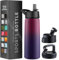 750 ml Isolierflasche aus Edelstahl - Dreifachwandige Trinkflasche mit Strohhalm & 3 auslaufsicheren Verschlüssen - Für Reisen, Schule, Sport, Fitness (Mystisches Lila)
