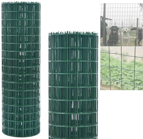 Hot Dipped Galvanised Wire Fencing 90CMX10M(3FT X 33FT), 4in X 3in Hole Size PVC Coated Wire Mesh Roll, Decorative Fence for Garden Outdoor Vegetables Garden Fruits Plants Animals Chicken Pet Enclosur