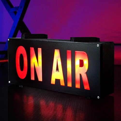 PORFOYO Caja de Luz de Aire con Señal de Neón Live On Air, Negro, LED, Plástico, Alimentado por red
