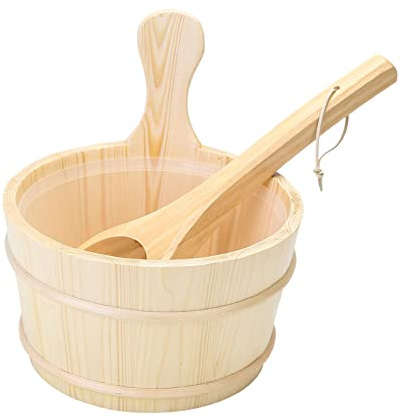 Sharplace Sauna Cubo y con Capacidad de 4l de Baño Accesorios de Sauna Barril de Madera Artesanal Adecuado para Piscina Baño, MADERA