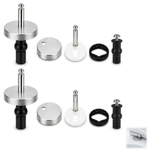 2 Piezas Fijación Asiento Inodoro, Tornillos para Asiento de Inodoro de Acero Inoxidable y Tacos de Goma Expansibles, Accesorios de Montaje Superior para Tapa WC Compatible con Orificios