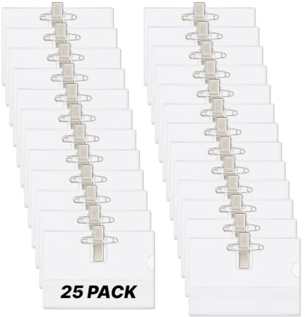 25 Pièces Porte Badge Transparent, Porte-Badges Nominatifs Rigides 90 x 54 mm avec Épingle, Badge Personnalisable en Plastique pour Entreprises, Conférences, Salons Professionnels et Visiteurs