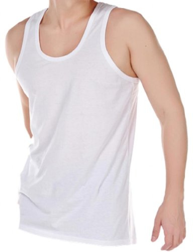 Mens 100% Cotton Summer Weight Singlet Vests Underwear - White - Sizes S/M/L/XL/XXL (Pack of 3) - Large 41-43 (104-109 cm)