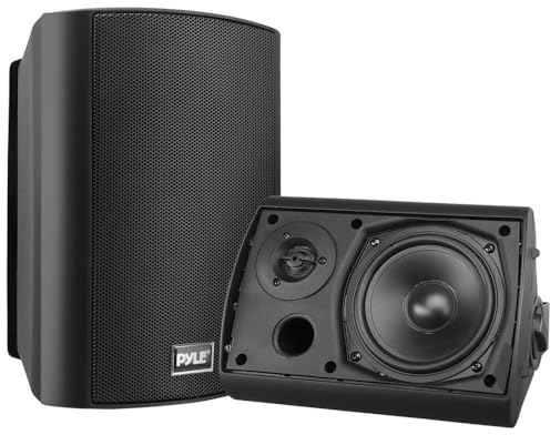 Pyle Musikbox Bluetooth Outdoor Lautsprecher Box Wasserdicht – Marine Speaker Outdoor & Indoor – Box 2-Wege für Außen & Innen, Wand & Theater, Schwarz