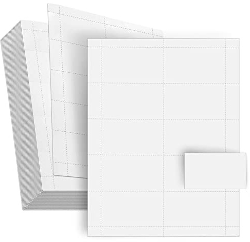 1000 tarjetas de visita imprimibles en blanco de 89 x 51 mm, papel perforado para impresoras de inyección de tinta y láser, 10 tarjetas por hoja (blanco)