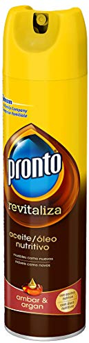 Pronto Revitaliza Aerosol para muebles con aceites nutritivos, Antipolvo y Abrillantador, 250 ml, El embalaje puede variar
