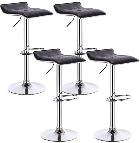WOLTU Barhocker 4er Set, Barstuhl, Tresenhocker mit Fußstütze, Hocker höhenverstellbar, 360° drehbar, aus PU-Kunstleder Metall, für Bar Küche Wohnzimmer Tresen Café, Schwarz
