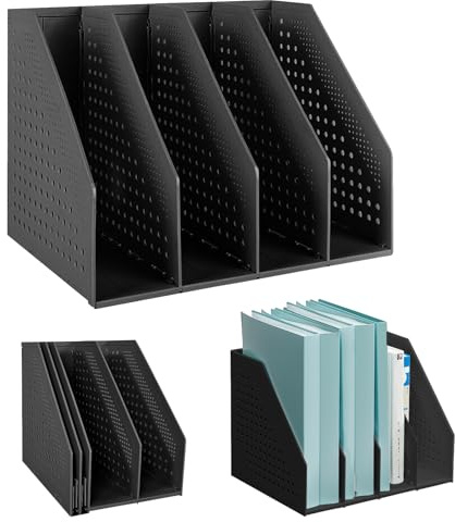 SAYEEC Portariviste da scrivania 4 sezioni in plastica vuota documenti pieghevole organizer per archivio mensole cornici divisori rack display e stoccaggio