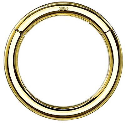 Taffstyle Piercing de oro 585 de 14 quilates con bisagra de clicker, para labio, oreja, nariz, zona íntima, cejas, vientre, Oro amarillo Oro amarillo 14 quilates 585