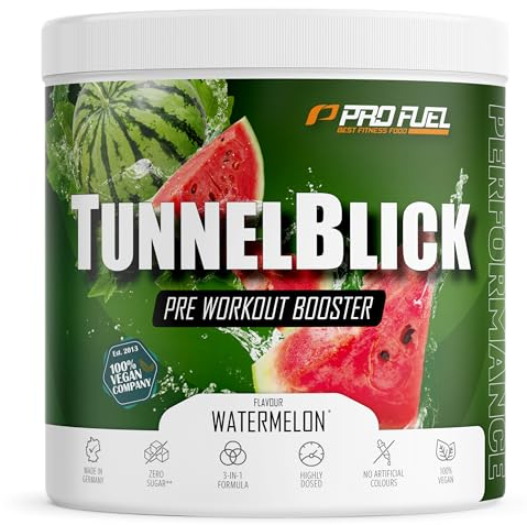 Pre-Workout-Booster³ WASSERMELONE 440g - unglaublich lecker - TUNNELBLICK Trainingsbooster³ mit Citrullin, Arginin, Taurin, Koffein, Guarana und Magnesium - optimal hochdosiert - 100% vegan