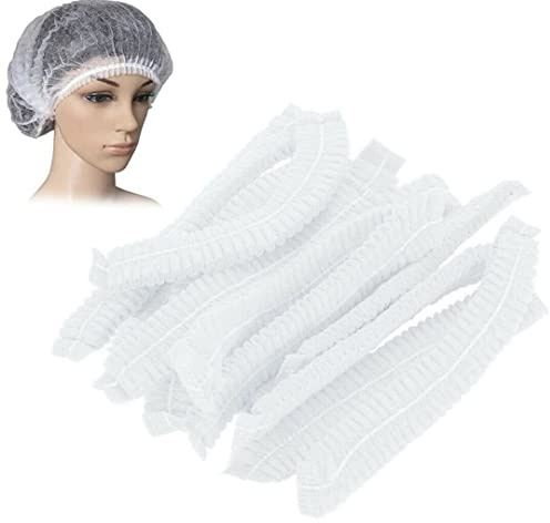 HOT BARGAINS 100 x Disposable Hair Nets White Hair Net Non Woven Surgical Caps Hair Net For Cooking Hair Nets For Catering Size 21