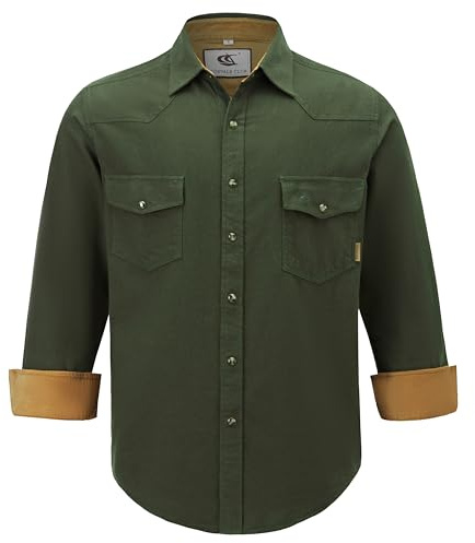 Coevals Club Chemise Flanelle Homme Chemise de bûcheron Homme Manches Longues Carreaux Boutons-Pression Coton avec Poche Coupe Normale Chemise décontractée