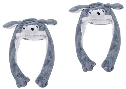 ibasenice 2stücke Lustige Cartoon Mütze Mit Beweglichen Ohren Weiche Kuschelmütze Für Cosplay Partys Und Feiertage Mit Husky-design Für Erwachsene
