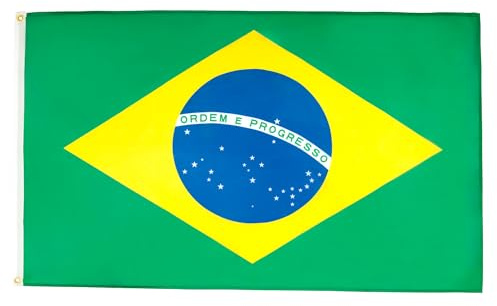 AZ FLAG - Bandiera Brasile - 150 x 90 cm in poliestere - Bandiera brasiliana con occhielli in ottone incorporati - 80 g