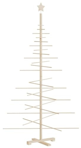 vidaXL Albero di Natale Decorativo in Legno 180 cm Legno Massello Pino, Albero di Natale Decorativo, Albero Natalizio Decorativo, Albero Natalizio