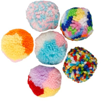 Rumyve Rainbow Cat Toy Ball, 6pcs Plush Interactive Kitten Training & Play Pet Supplies for Cats