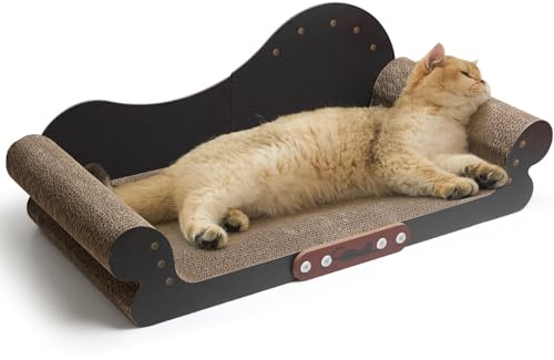 ComSaf Large Cat Scratcher Bed - 26 Cat Scratching Board Cat Couch Scratcher Cardboard, Durable Scratch Lounge Bed, Long Lasting Scartching Pads for Indoor Cats, Furniture Protector