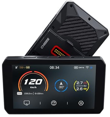 CHIGEE for AIO-5 Play for BMW Motorcycles, 3-Pin Interface, Plug-and-Play Smart Display with Apple CarPlay & Android Auto, 60FPS, IP68 Waterproof, Built-in GPS, Anti-Theft Alarm, Data Reading