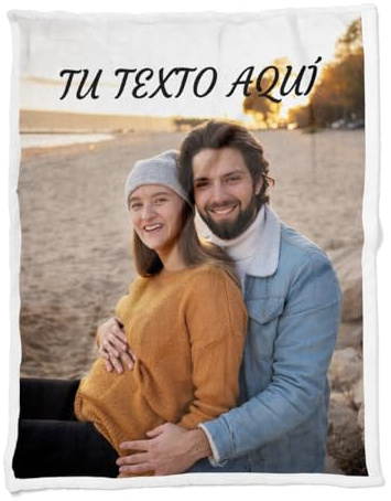 ZPUBLI+ Manta Personalizada con Foto y Texto. Manta Collage. Manta sofá y Cama. Regalo Original de Navidad, cumpleaños, Aniversarios, San Valentín, papá, mamá, Regalo para Parejas. (1 Foto, 100x150)