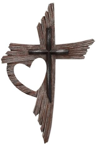 Gwezmxs Vintage Croce di Gesù da Parete, Crocifisso in Legno da Appendere, Decorazione Cristiana - 20x30cm