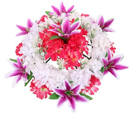 GOOHOCHY Couronne Funéraire Artificielle Wreath De Deuil Fleurs Synthétiques pour Cimetière Décoration Mourning pour Activités Funéraires Couleurs Aléatoires