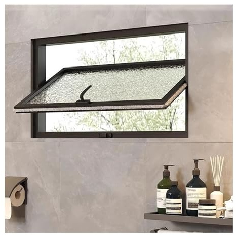 LYMGRZ Small Basement Windows 360° Rotating Shed Window Mobile Home Windows with Privacy Glazing Screen for Glass Block Cabins House Garage(Black,60X40CM/23.62X15.79IN)