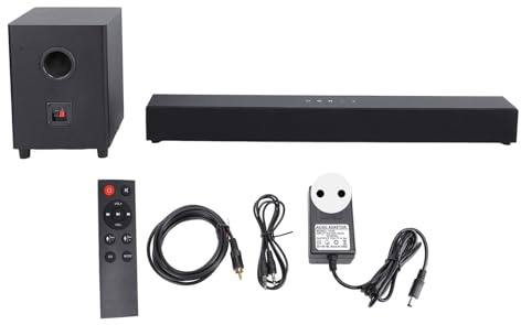 Oreilet Barre Son avec Subwoofer, Barre Sonore BT 5.0 sans Fil avec Subwoofer et Télécommande et Connexion Coaxiale aux Australiens Optique, Système Son Surround pour Télévision (Prise UE)