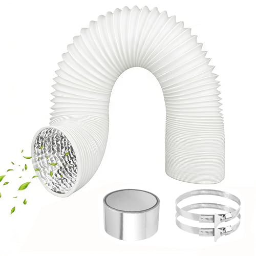 ComPDCVD 80 mm torktumlare, ventilationsslang 3 m PVC-aluminiumfolie flexibel kanalsning med 2 slangklämmor flexibel aluminiumluftkanalsändning luftkonditioneringsslangar förlängning för HVAC