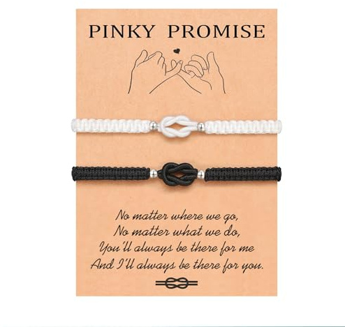 Floruvia Pinky Promise Couples Bracelets, Infinity Knot Matching Bracelets for Men & Women, Adjustable Anniversary & Valentine’s Day Gifts (I Love You)