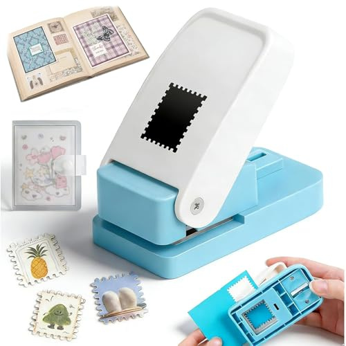 Stamp Puncher, 1.5x1.2 Inch Rectangular Postage Stamp Hole Punch, Lever Action Paper Stamps Cutter for Scrapbooking, Card Making, DIY Crafts Supplies,Photographic Paper (1.5 * 1.2)