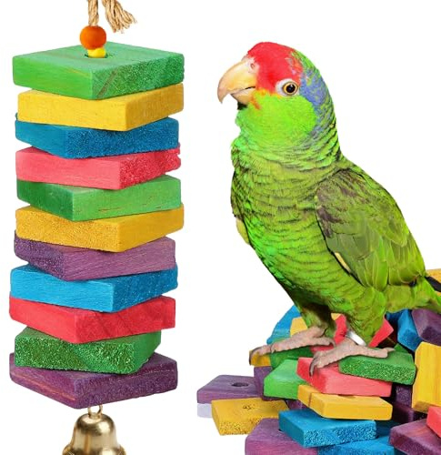 VALICLUD 100 Pcs Wooden Parrot Chew Toy Chips for Birds, Natural Wood Bite Toy to Develop Biting Skills, for DIY Pet Playtime with Small Birds and Parrots Random Color