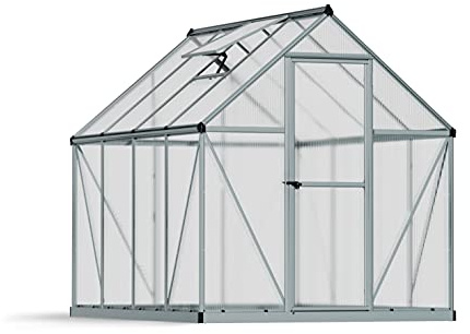 Canopia by Palram Gewächshaus klein Mythos 6x8 Treibhaus 247x185 cm Aluminium Silber Tomatenhaus Polycarbonatplatten UV-beständig