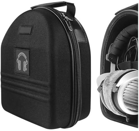 Geekria Shield Case for Large-Sized Over-Ear Headphones, Replacement Protective Hard Shell Travel Carrying Bag with Cable Storage, Compatible with Audio-Technica ATH-AD990X, AKG K701 (Black)