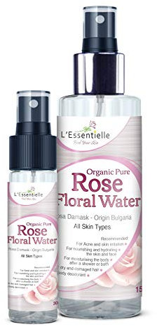 Pure Rose Water Facial Toner Hydrosol by L'Essentielle Organic 30ml & 150ml Duo Pocket Size Included