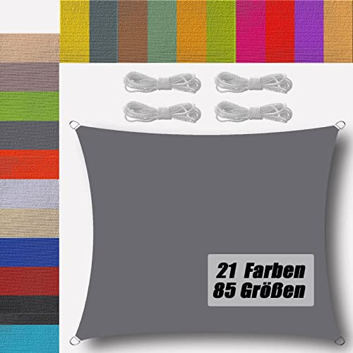 Ufamiluk sonnensegel wasserdicht rechteckig 2x2.5m sonnensegel Balkon Regenschutz 95% UV Schutz Windschutz Überdachung Plane für Garten Terrasse Outdoor Camping Patio Schwimmbad Grau