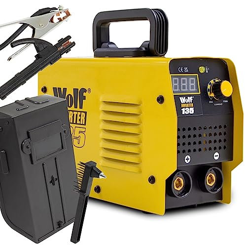 130A 230V Inverter Welder MMA ARC 20amp - 130amp Wolf 135 Digital Display Smooth DC Welding Machine with Holder, Clamp, Brush & Face Shield - 2 Years Warranty