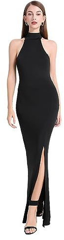 KBRPEY Abito Elegante Donna Abiti Sexy Senza Maniche Vestiti Donna Eleganti Abiti Bodycon Nero Gonna Lunga a Party Clubwear Abiti da Sera Lunghi Eleganti