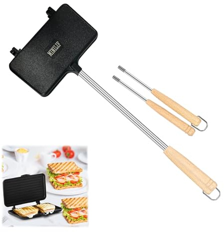 MINILIF Large - Sized Sandwich Baking Tray with Interchangeable Handles - Perfect for Home & Outdoor, Campfire Sandwich & Hobo Pie Maker, Breakfast Skillet