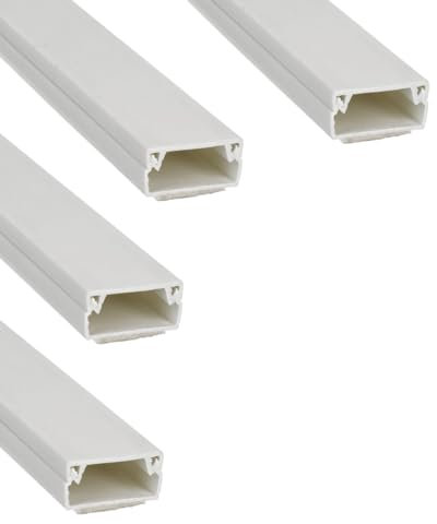 Jandei - Lot de 4 gouttières pour câbles PVC surface blanche 1 m 10 x 20 mm avec adhésif