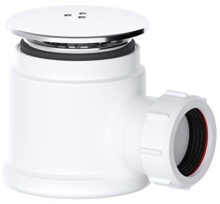 PlumbEZ Siphon de douche compact chromé – 50 mm facile à nettoyer – Couvercle de vidange de douche de rechange avec couvercle de siphon de douche 3,8 cm