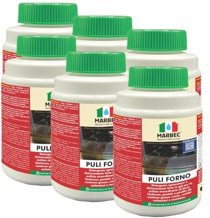 MARBEC PULI FORNO 1KGX6PZ Detergente gel disincrostante e sgrassatore per forni, barbecue, pentole e pirofile. Inodore, potente contro croste nere e grasso bruciato.