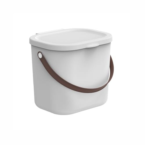 Rotho Babydesign Yuma Mini Diaper Pail - Diaper Pail Made from Recycled Plastic, hygienic & Environmentally Friendly – with lid & Carrying Handle, White, 6 liters