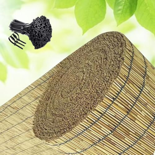 Pantalla De Caña para Jardín Resistente Al Agua Rollos De Cercado De Bambú Valla de Privacidad da Balcón Estera Caña Natural para Pared Piscina 70cm 90cm 100cm 125cm(Natural)
