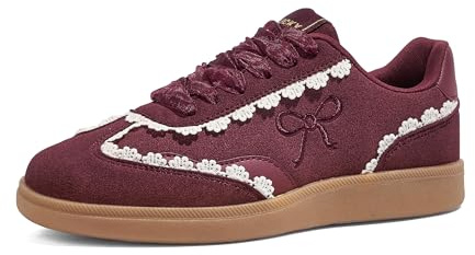 LUCKY STEP Spetsdetalj för kvinnor vardagliga sneakers organza band snörning mode vintage tuggummi sula trendiga söta skor