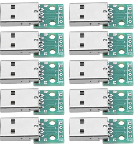 Ejoyous 4 Pin 2.54Mm Pitch Usb Cables, Adapter Board, 10Pcs Type A for Diy Usb Power Supply for Breadboard Design