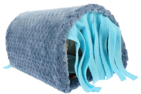CORHAD Nido Túnel para Cobayas y Hámsteres Borlas, Escondite Pequeño de Felpa Azul, Cama Suave para Jaula, Refugio Cómodo para Mascotas Pequeñas y Conejos Estilo Aleatorio